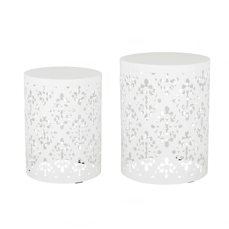 Table d'appoint de patio au design élégant, Blanc
