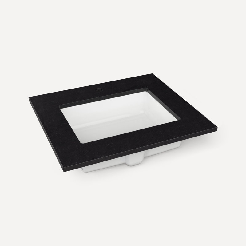 Plateau de meuble-lavabo en pierre de quartz Craft Series, Noir lave, Simple