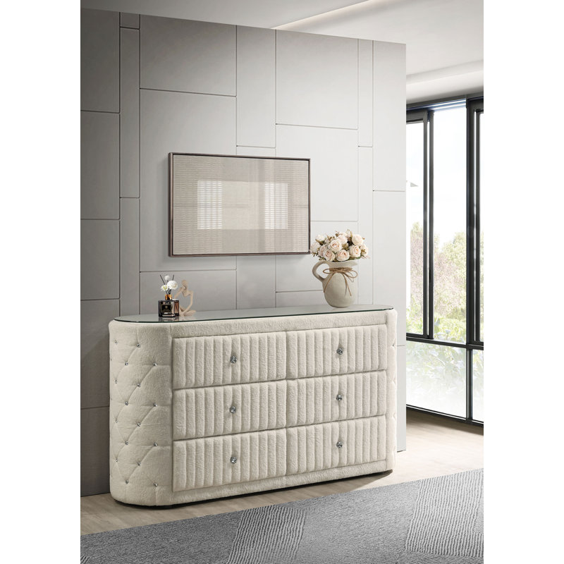 Commode rembourrée 6 tiroirs Yewle