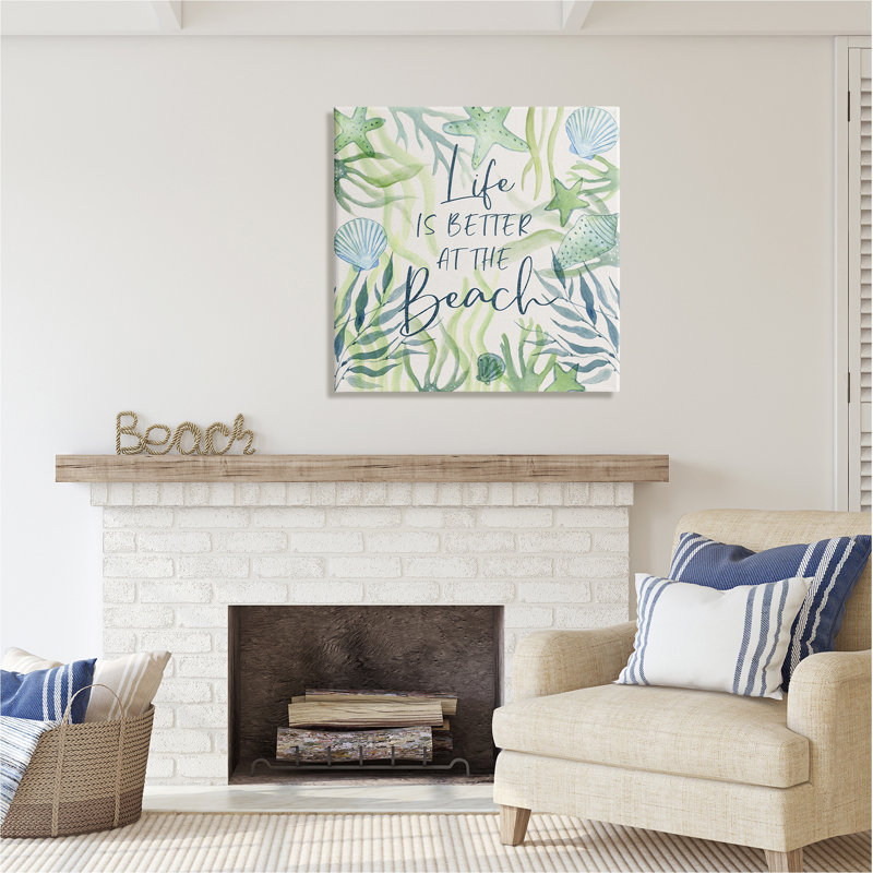«Highland Dunes Life Better At Beach», art mural sur toile par Janet Tava az-886, H 30 po x l 30 po x P 1,5 po