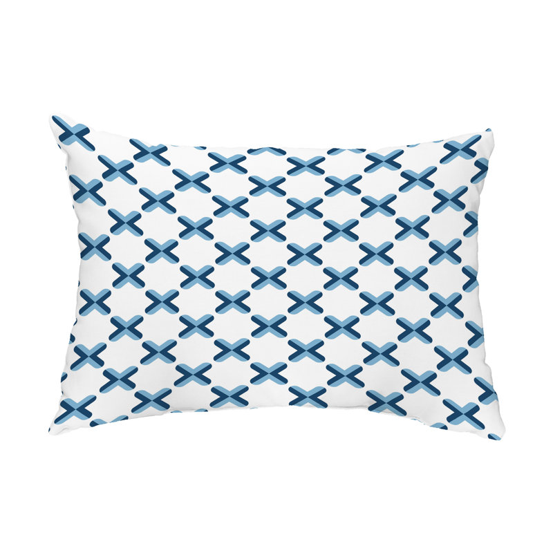 Criss Geometric Outdoor Reversible Throw Pillow, Blue