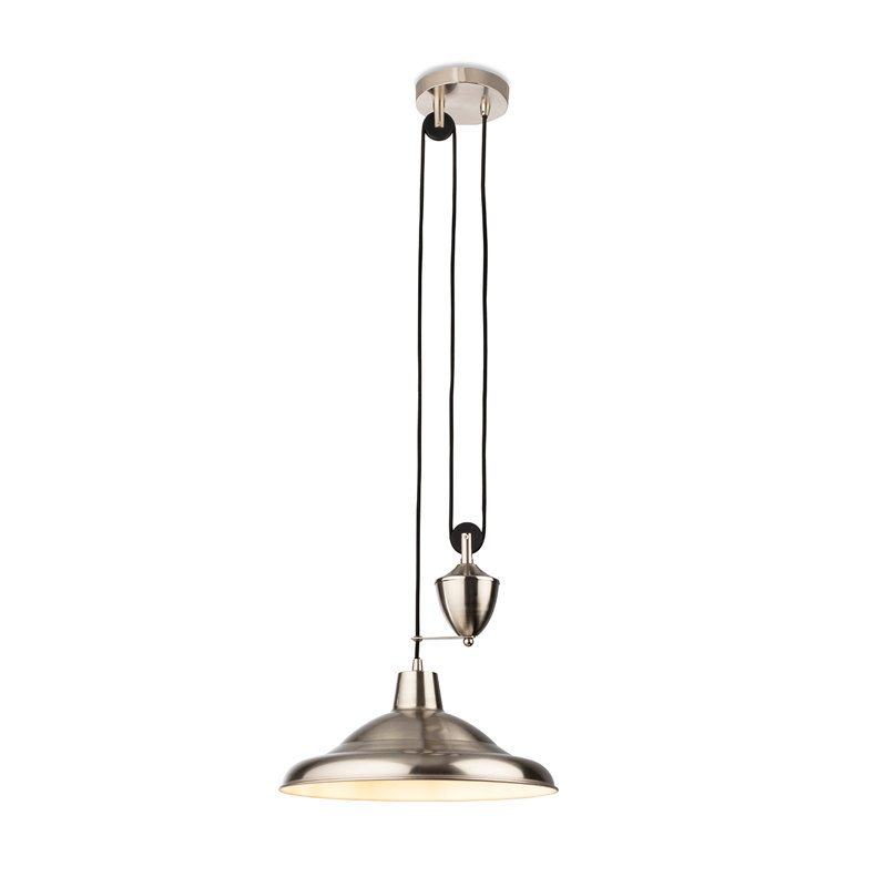 1 - Light Dome Pendant, Brushed Steel