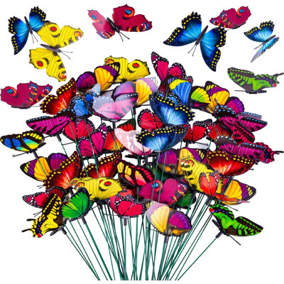 50 pièces de décorations de jardin papillon, piquets de papillon de 11,8 pouces