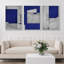 Bleu foncé, gris, géométrique, bloc, abstrait, Mid-Century, formes modernes, illustrations, décor chic-100780920-100780923