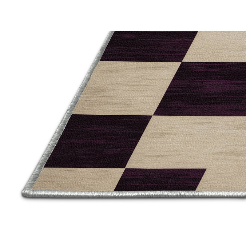 Tapis beige à carreaux lavable à la machine, Tapis de couloir 2 pi x 4 pi