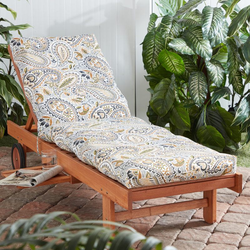 Outdoor Chaise Lounge Chair Cushion, Arctic Paisley