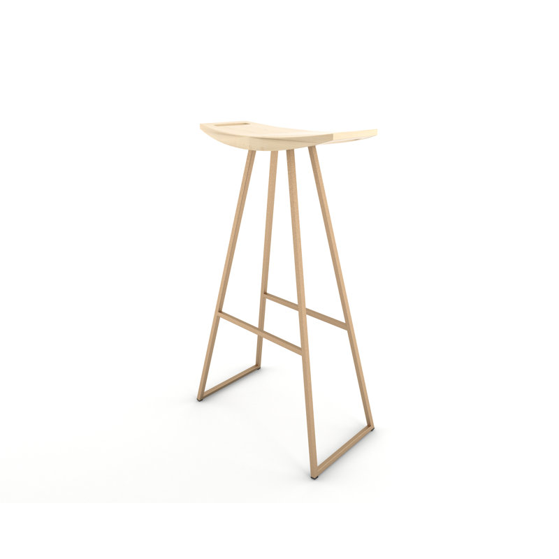 Robert Counter Stool with Metal Frame, Maple, Bar Stool (30" Seat Height), Rose Copper