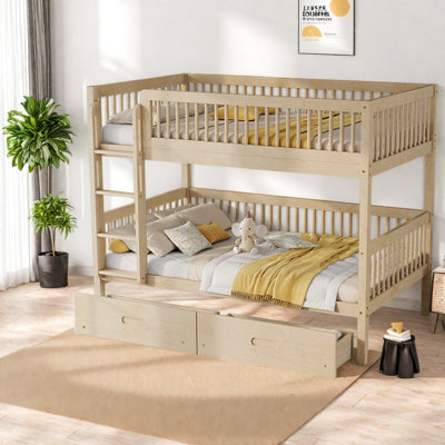 Lits gain d'espace avec rangement, lit simple en pin rustique pour chambre d'enfant