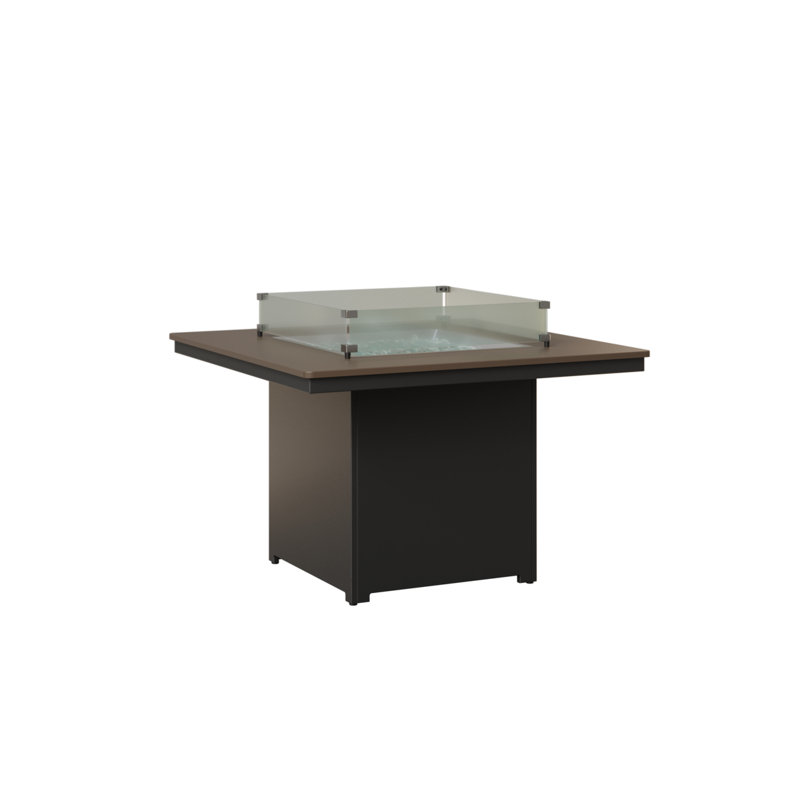 Berlin Gardens Numa Fire Pit Dining Table, Hammered Top Bronze with Matte Black Base