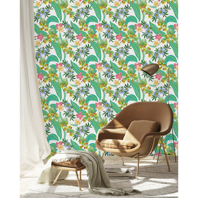 Peel & Stick Floral Tile, 2.08' W x 18.75' L