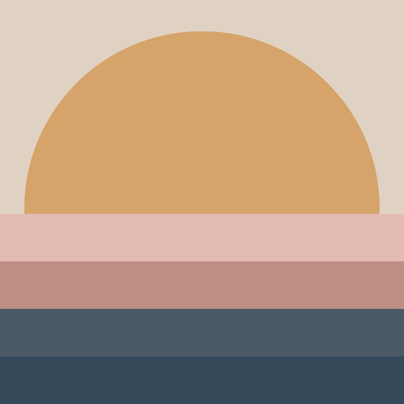 «Minimal Retro Sunset Neutral» par Color Poems - impression, H 20 po x l 20 po, Oui, Cadre simple blanc