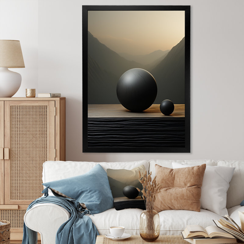 Lune onyx orbe pureté - lune, reproduction d'art sur toile, H 44 po x l 34 po x P 1,5 po, Cadre simple noir