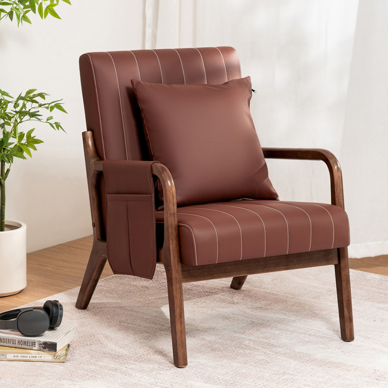 26" Wide Modern Upholstered Armchair Living Room Chair with Storage Pocket