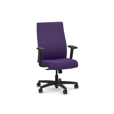 HON Ignition 2.0 Fabric Ergonomic Office Chair, Standard Tilt, Black Frame, Iris