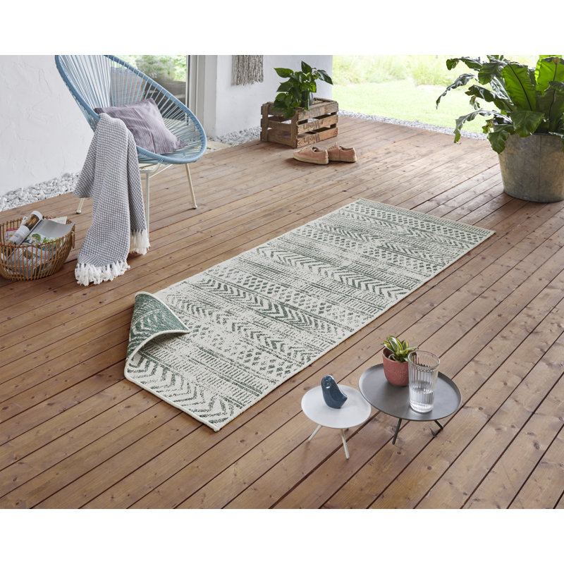 Biri Flatweave Green Rug, Runner 80 x 250cm