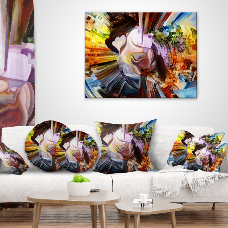 Couches de peinture intérieure - coussin abstrait imprimé, Rectangulaire, 12 po x 20 po