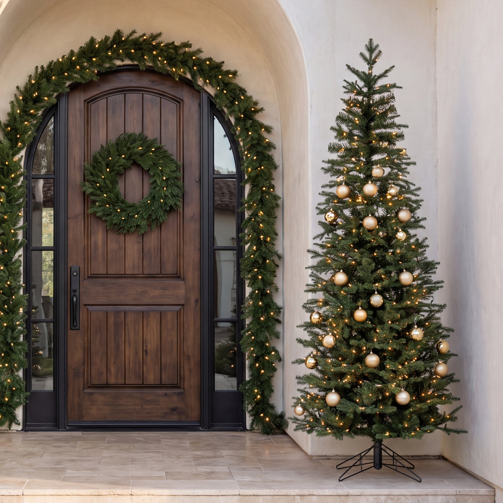 Lighted Artificial Pine Christmas Tree, 6.5'