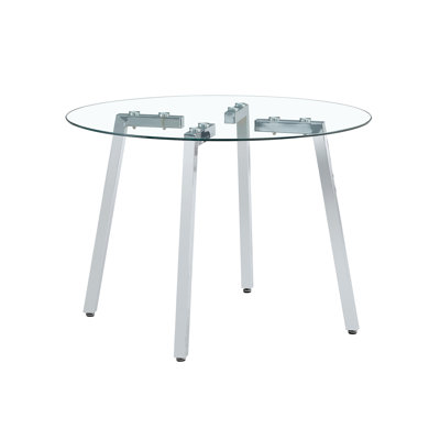 Modern Round Clear Tempered Glass Dining Table