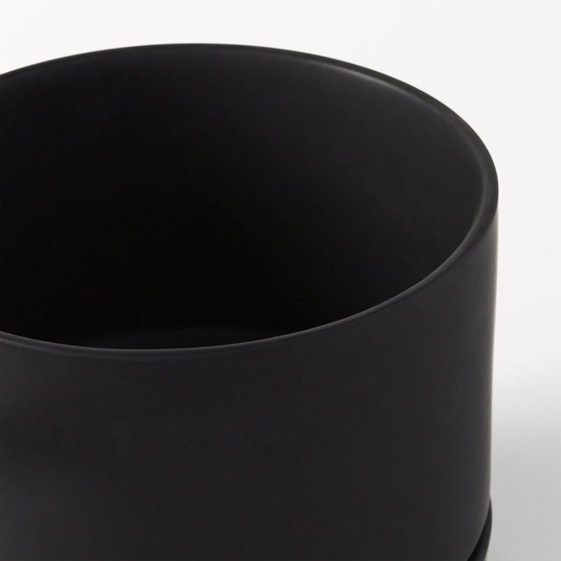 Byer Handmade Ceramic Pot Planter, Black, 9.25" H x 10.25" W x 10.25" D