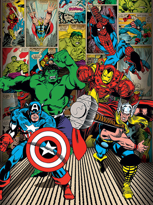 Marvel Comics, Here Come The Heroes Vintage Advertisement on Canvas