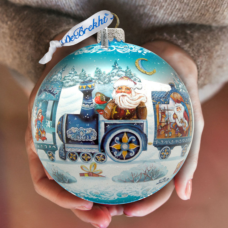 Holiday Splendor 5.5'' Handmade Glass Ball Ornament, 5.5" H x 5" W x 5" D, Christmas 22
