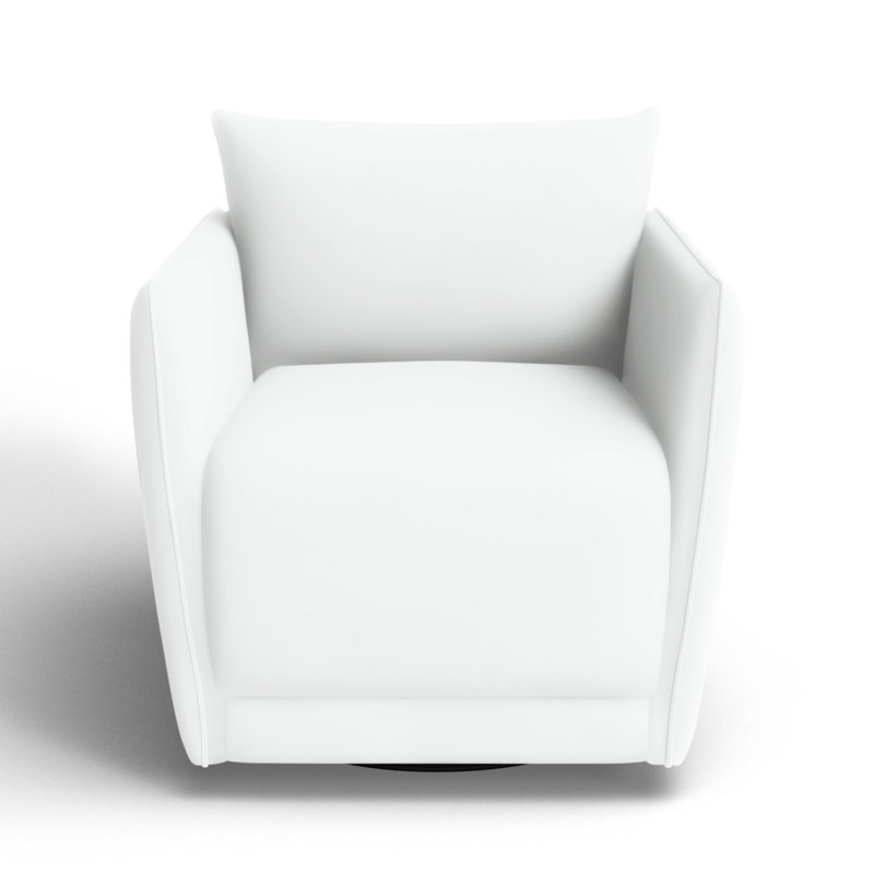 Fauteuil pivotant rembourré Lovilia, Blanc sergé décoloré classique
