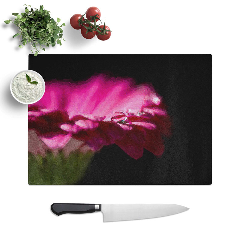 Tempered Glass Gerbera Flower Chopping Board, 39 cm W x 28.5 cm L