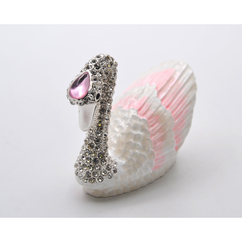 Boîte à bijoux avec gros bijoux Swan avec cristaux autrichiens