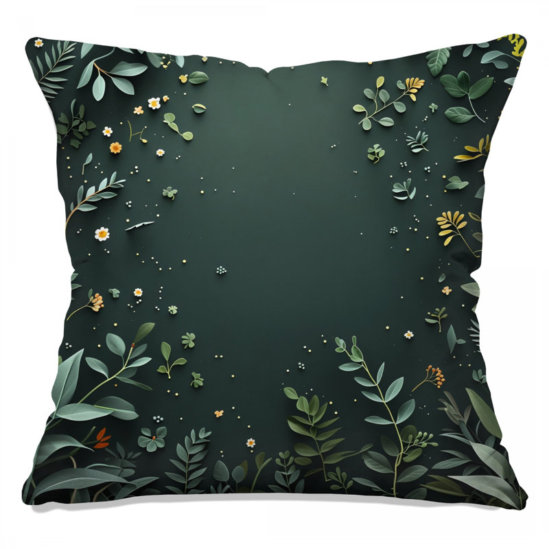 Coussin décoratif feuillage, coussins double face floraux, 16 x 16 inches