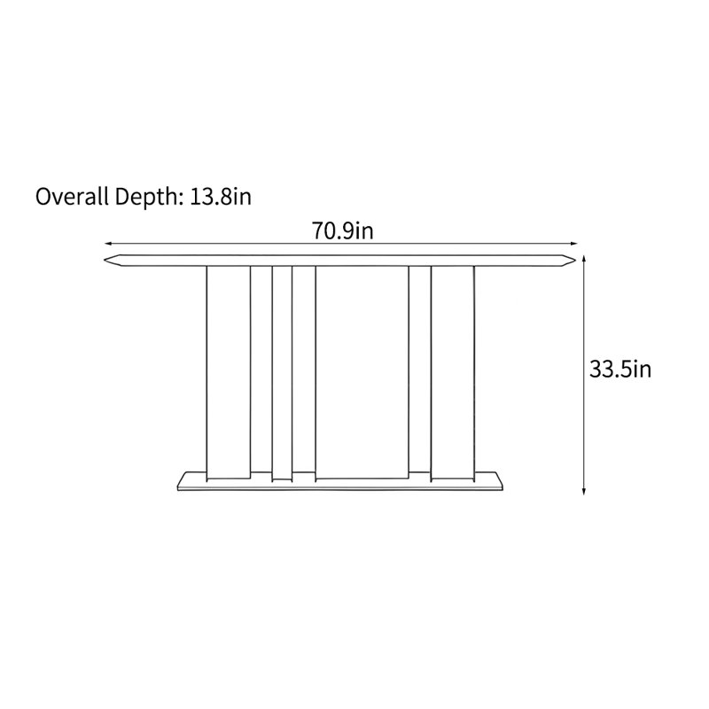 Console haut de gamme de style italien, H 33,5 po x l 70,9 po x P 13,8 po