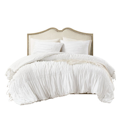 King 3Pcs Comforter , French Country, Design, Ties, Pre-Washed Brushed Microfiber, Soft Feel, Lightweight Fill, Year-Round Use, , Machine Washable Care Country Style Bedroom Upgrade, Romantic And