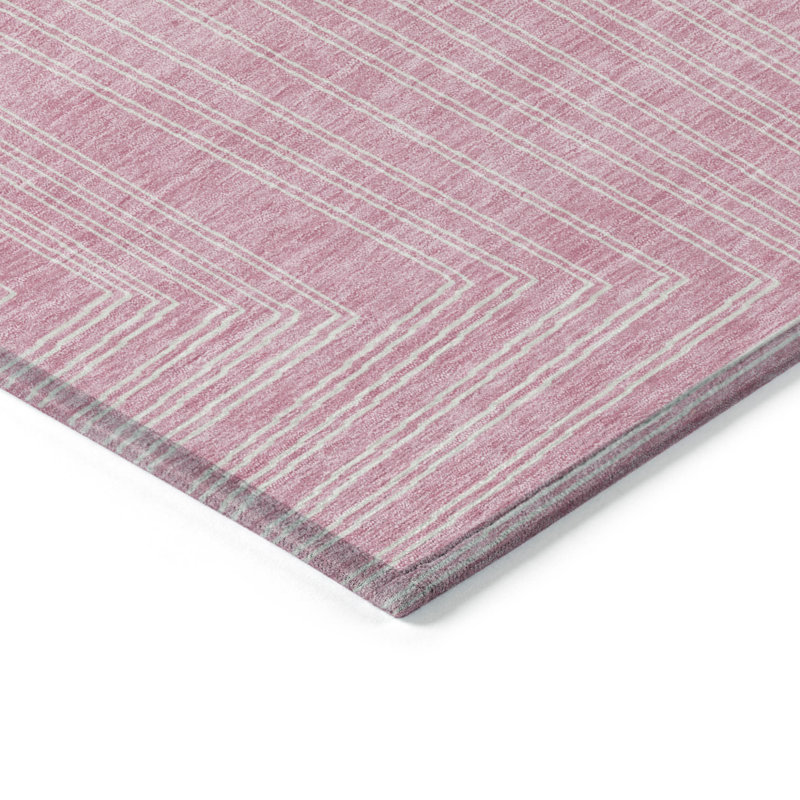 Tapis intérieur lavable géométrique 9 pi x 12 pi rose