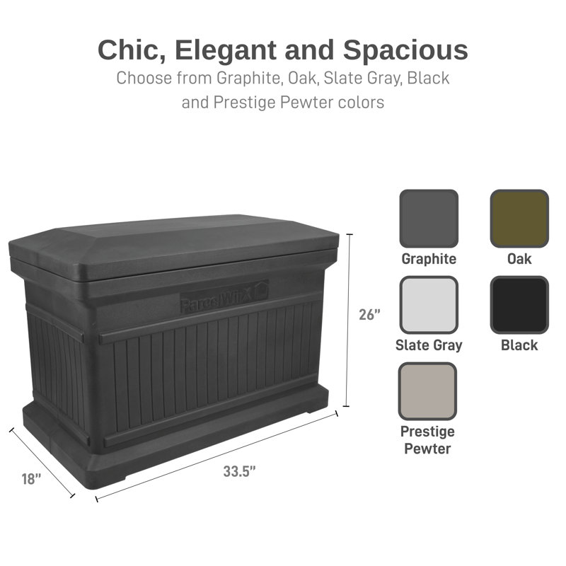 Boîte de livraison verticale Rts Home Accents Eco Parcelwirx avec couvercle amovible, noir, H 26 po x l 33,5 po x P 18 po