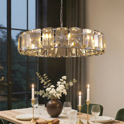 10 - Light Round  Dimmable Modern Crystal Chandeliers for Living Room or Dining Room