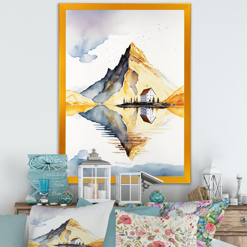 «White House by the Yellow Volcano», reproduction sur toile, H 32 po x l 24 po x P 1 po, Impression dorée sur toile encadrée