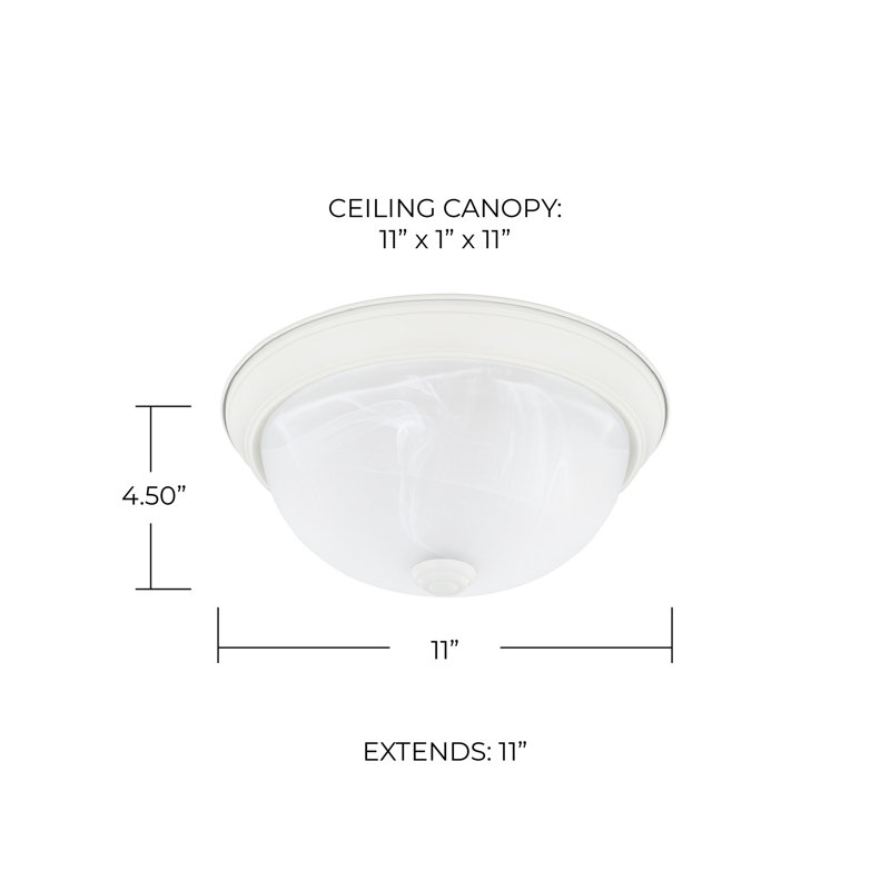 Aayan Flush Mount, White, 5.5" H x 11" W x 11" D