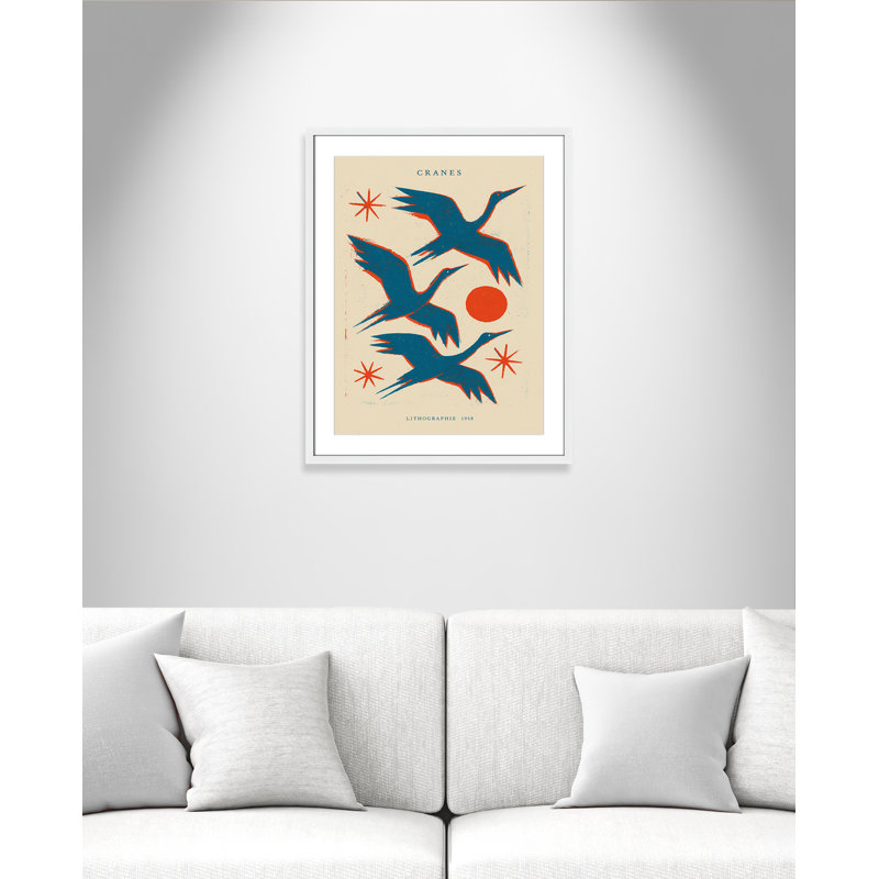 «Cranes» par Treechild, Blanc satiné, L 23,5 po x H 29,5 po, Matted Print