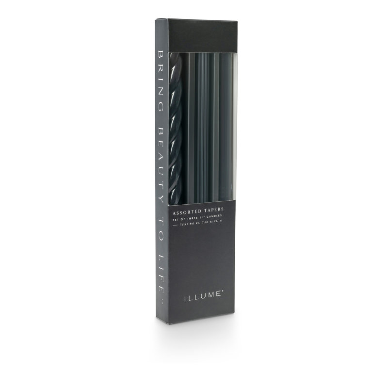 ILLUME Beautifully Done Unscented Assorted Candle Tapers 3-Pack, Blackberry Absinthe