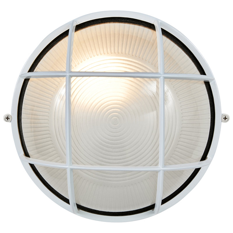 Zurcher 1 - Bulb Outdoor Bulkhead Light, White, 9.5" H x 10" W x 5" D