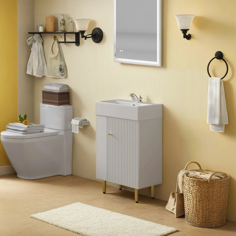Anglee 21.61'' Single Bathroom Vanity with Ceramic Top