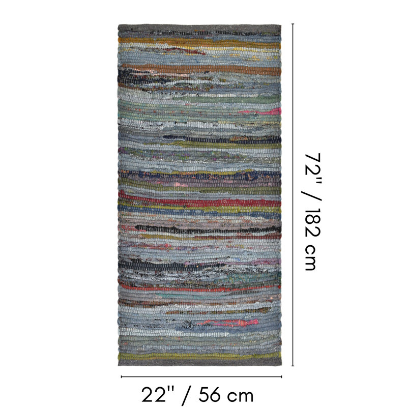 Cotton Abstract Indoor Rug, Runner 1'10 x 6'