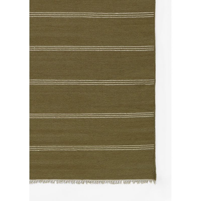 Hand Tufted Striped Area Rug in Green, Rectangle 5' x 8'