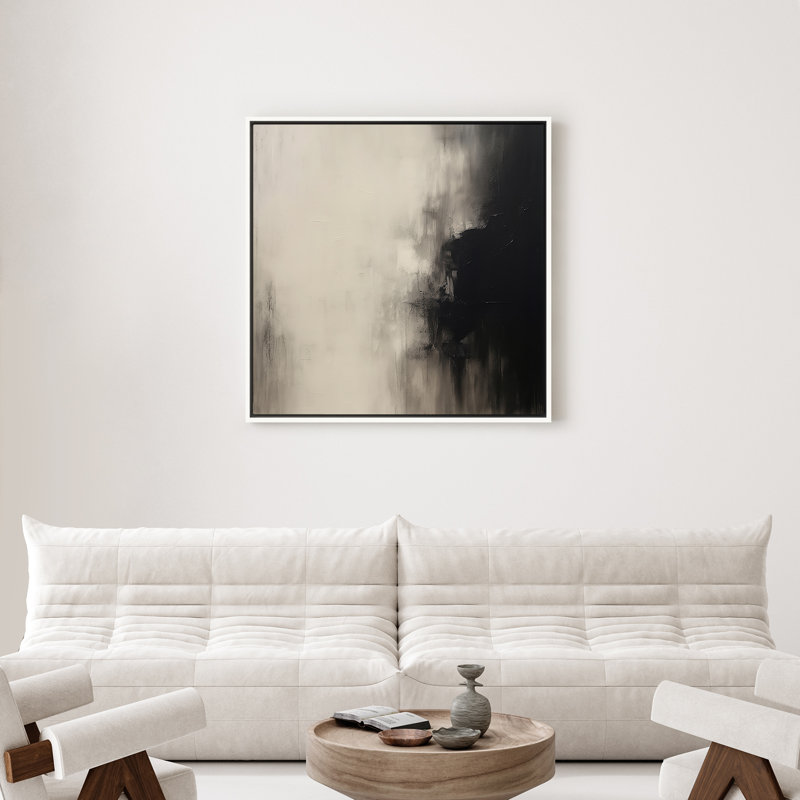Art mural encadré abstrait rétro antique classique pour chambre à coucher, H 24 po x l 24 po, Blanc