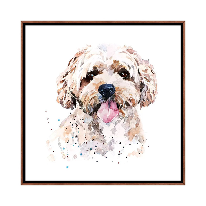 "Cockapod I" par Edwatercolours-impression, H 26 po x l 26 po x P 1,5 po, Toile avec cadre en bois brun classique