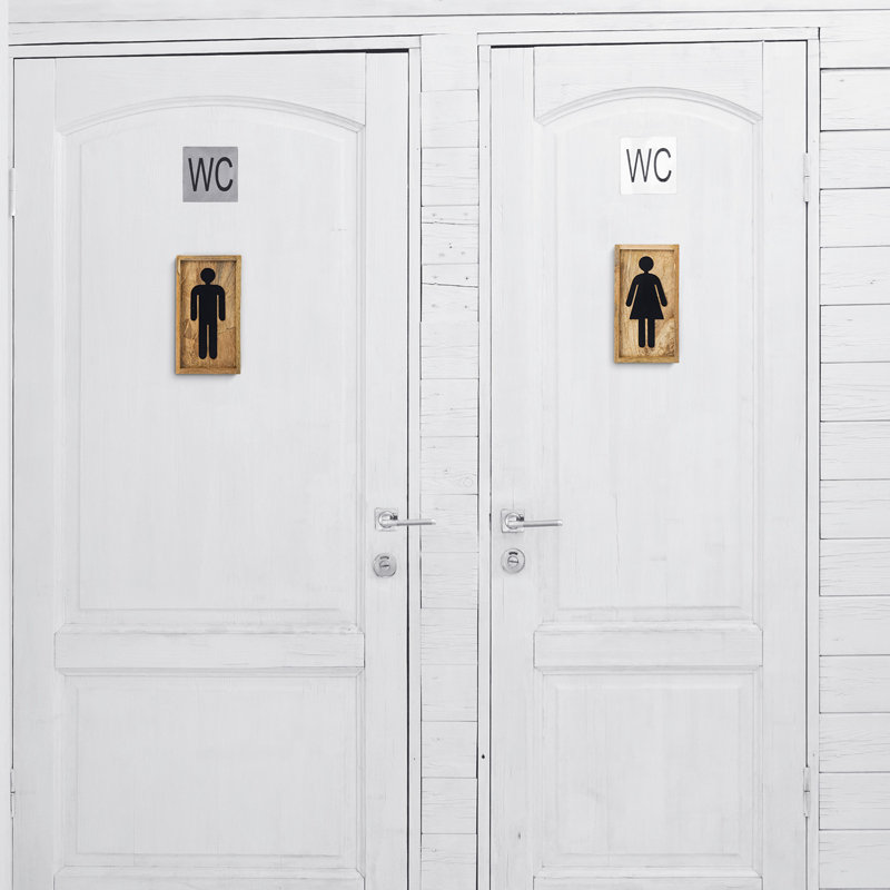 Aoun 2-Piece Mango Wood Restroom Sign Set