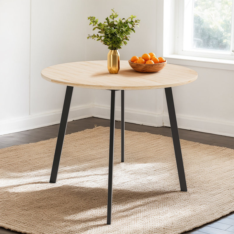 Table de salle à manger moderne 36 po avec pieds robustes en métal pour petite cuisine, Beige