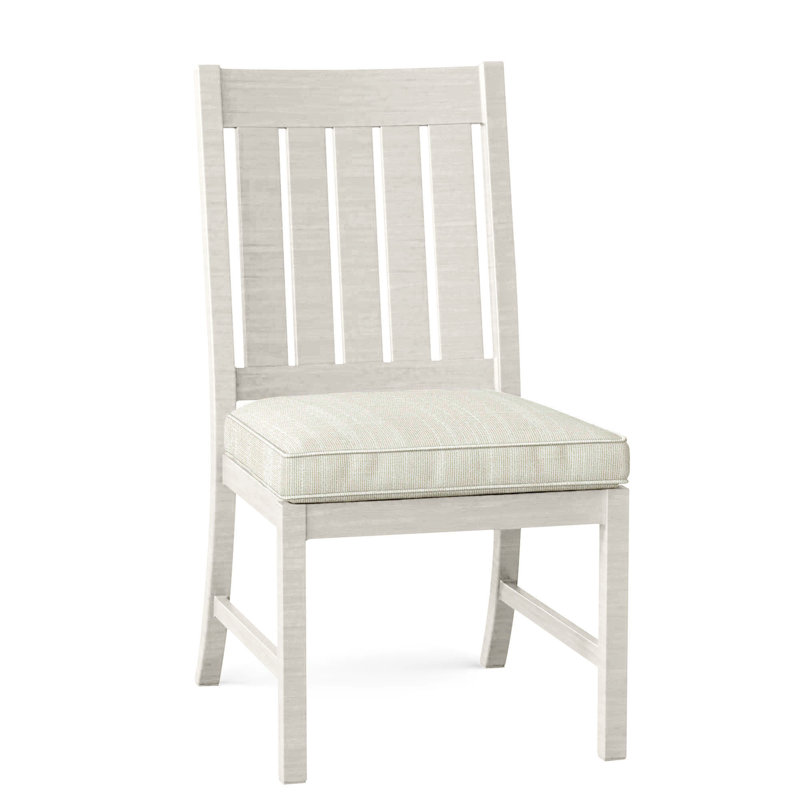 Club Patio Dining Side Chair with Cushions, Welt, Rollo Cream, Chalk