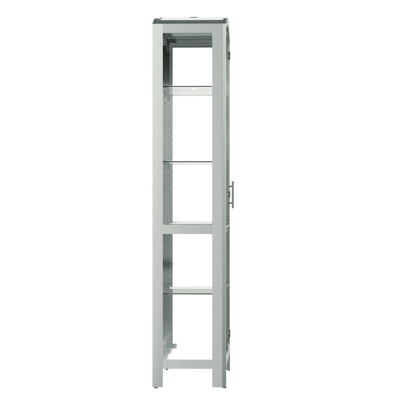 Elsie Silver Glass and Wood Curio Cabinet with LED Light