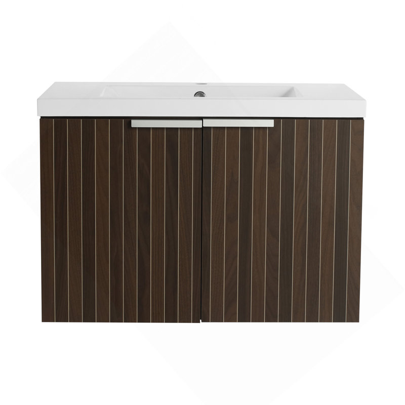 Meuble-lavabo de 30 po avec lavabo en résine, portes à fermeture douce, conception à fixation flottante, 30"