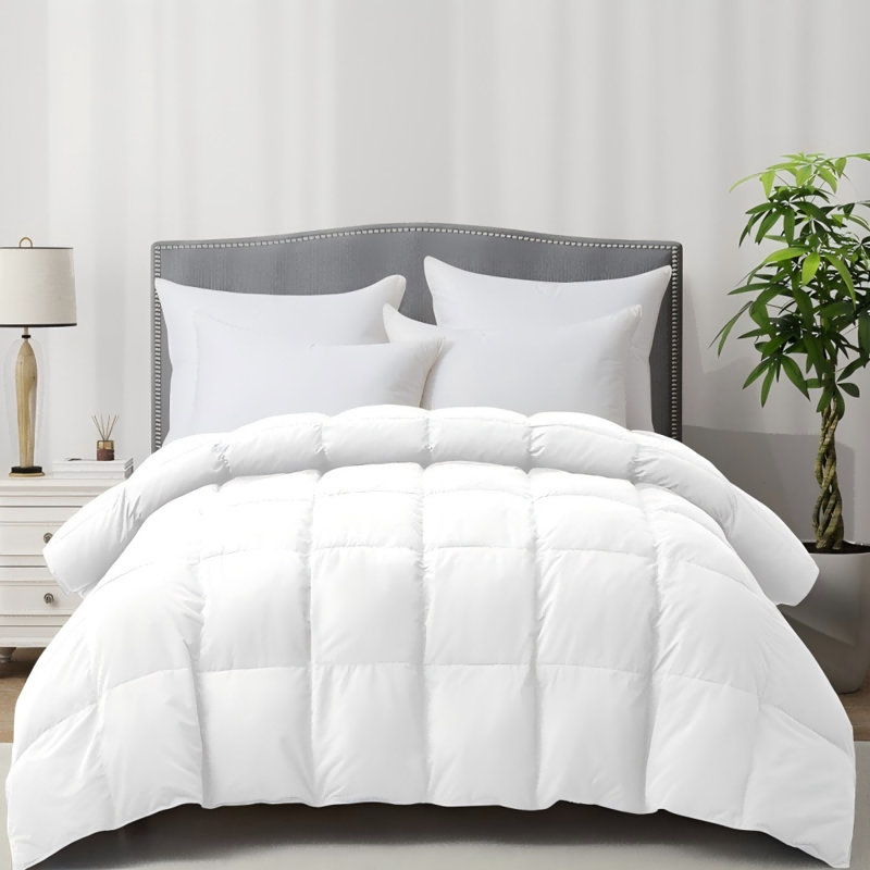 50% Goose Feather Comforter ,Hotel Luxury Hypoallergenic Bedding Comforter All Season Medium Warmth, Twin Quilt, White
